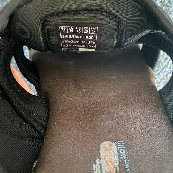 Skechers men 11 extra wide fit slip on sandals w/adjustable back strap brown - Picture 9 of 9